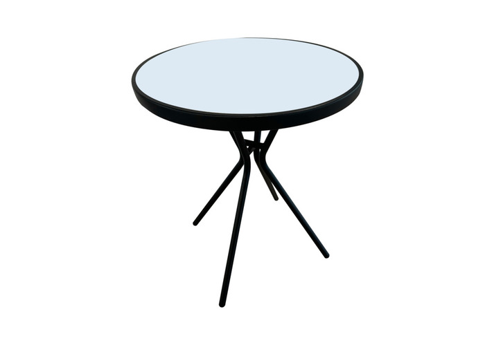 Cafébord metal/glas sort Ø60 cm - Sunlife